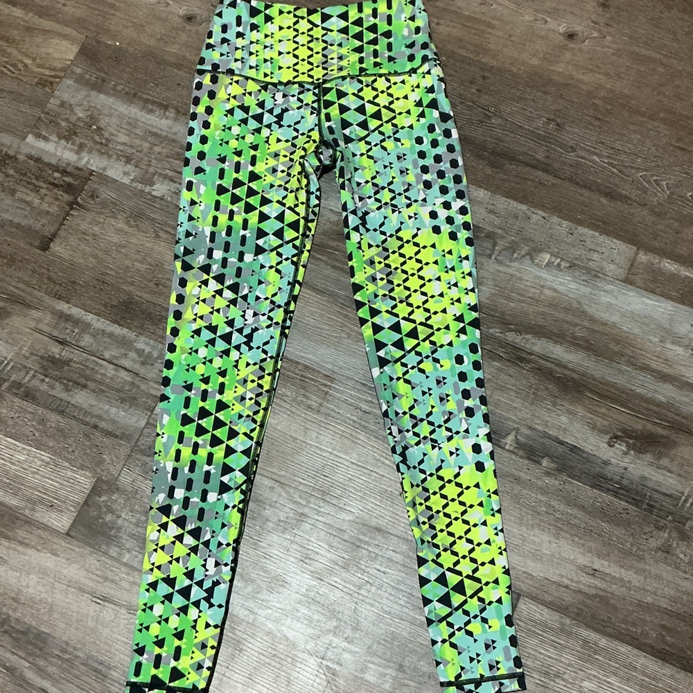 Victorias Secret Sport Knockout Tight Legging Yoga Pant Green Yellow Black - XS
